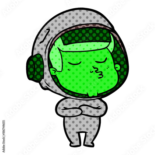 cartoon confident astronaut
