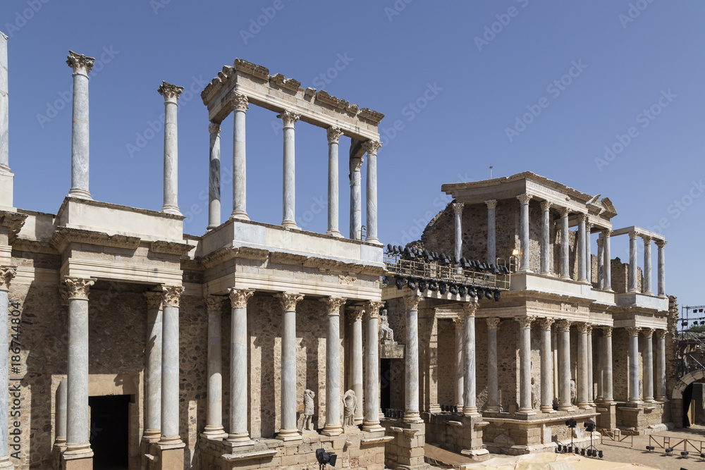 Naklejka premium View of the stage of the Roman theater of Merida