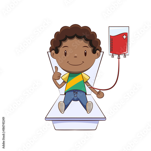 Boy donating blood