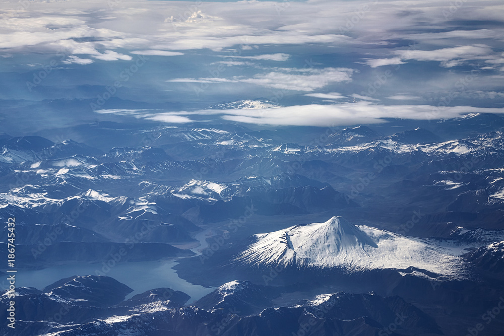 Aerial picture of the Andes mountain range, Chile