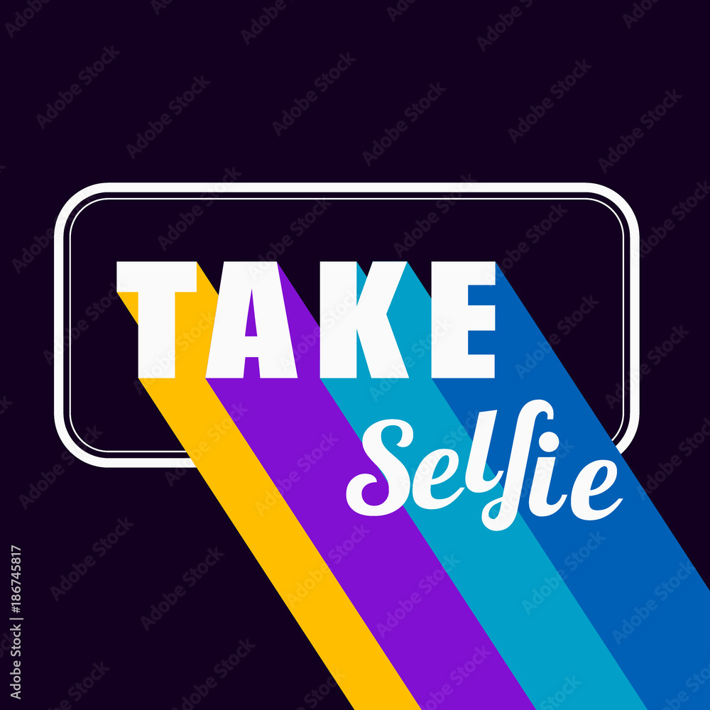Take Selfie poster. Flat design. Selfie time Concept. Vector
