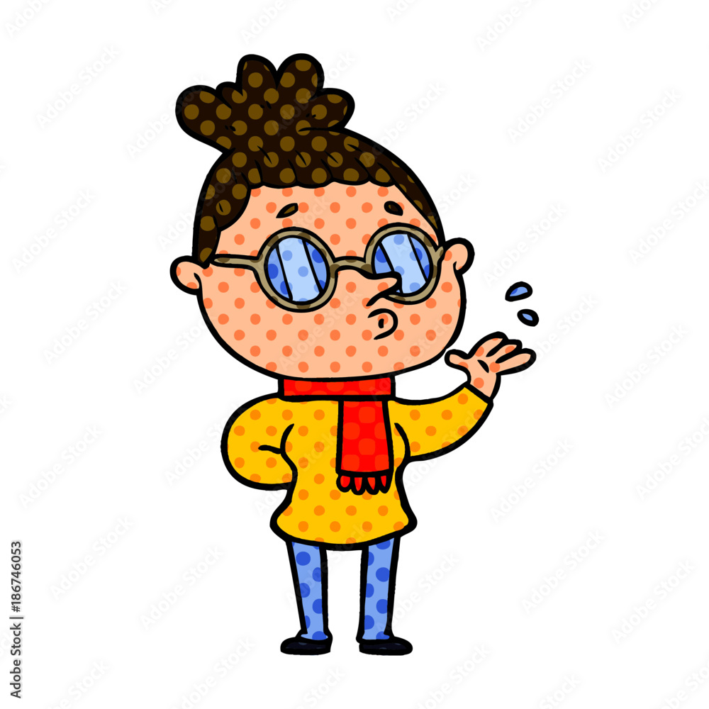 cartoon woman wearing glasses