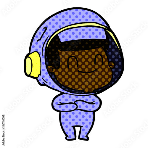 happy cartoon astronaut man