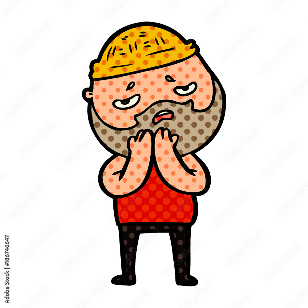 cartoon worried man with beard cartoon worried man with beard