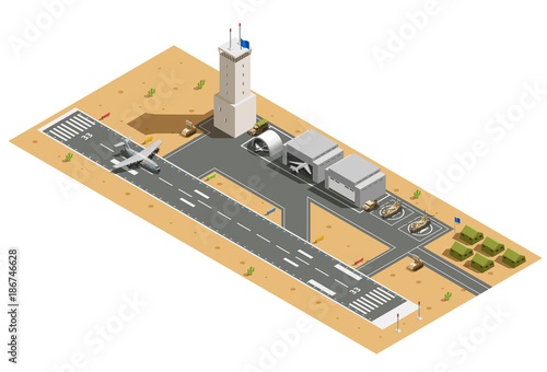 Military Air Base Isometric Composition
