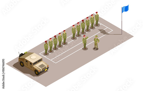 Military Division Service Isometric Composition 