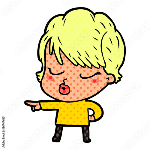 cartoon woman with eyes shut