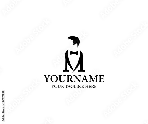 Gentleman Letter M Logo Template. Male Vector Design. Elegant Illustration