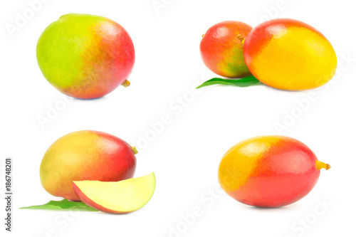 Collection of red mango on a white background clipping path