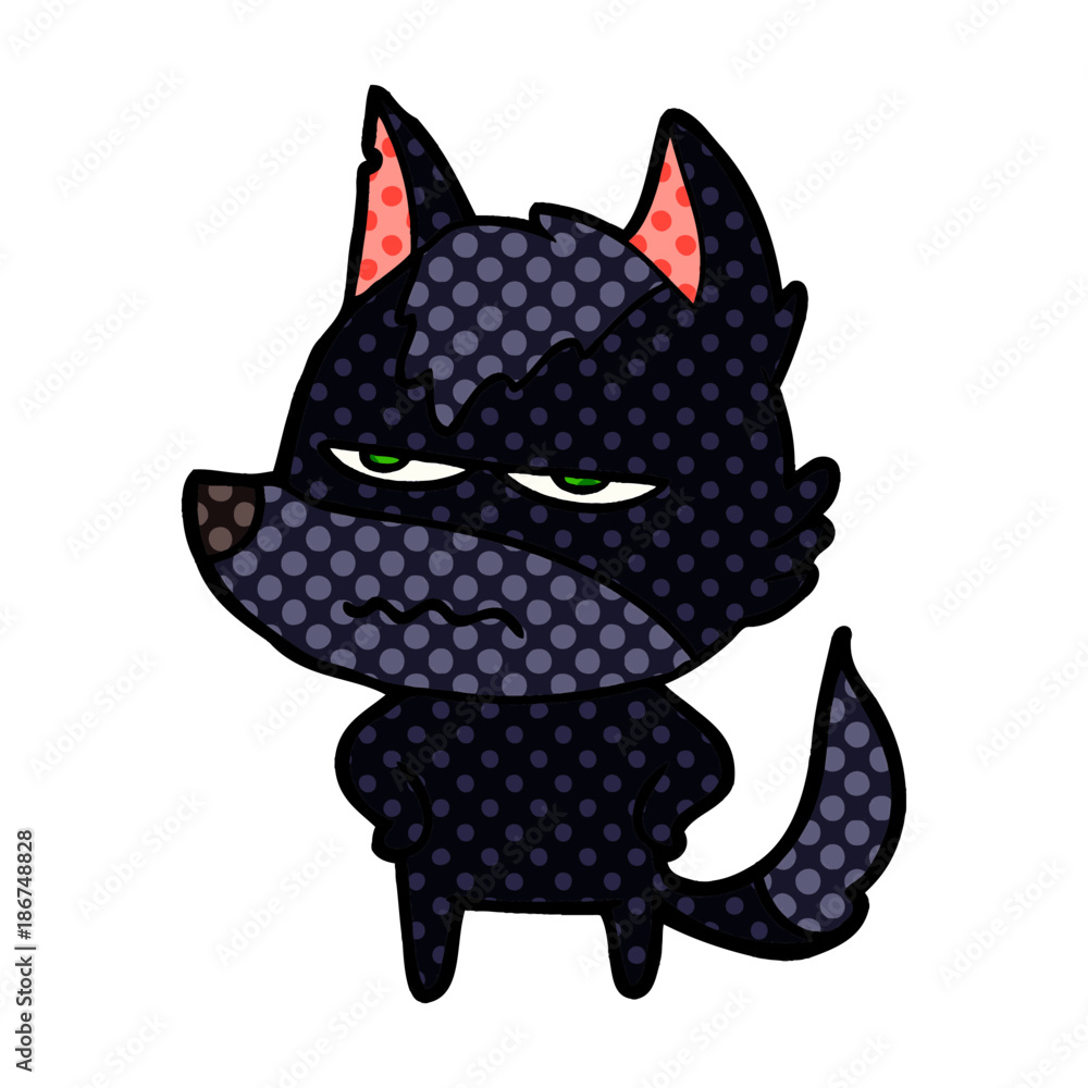 cartoon annoyed wolf