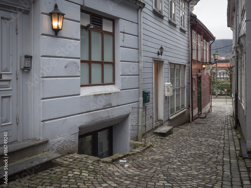 Street view from Bergen old city Norway