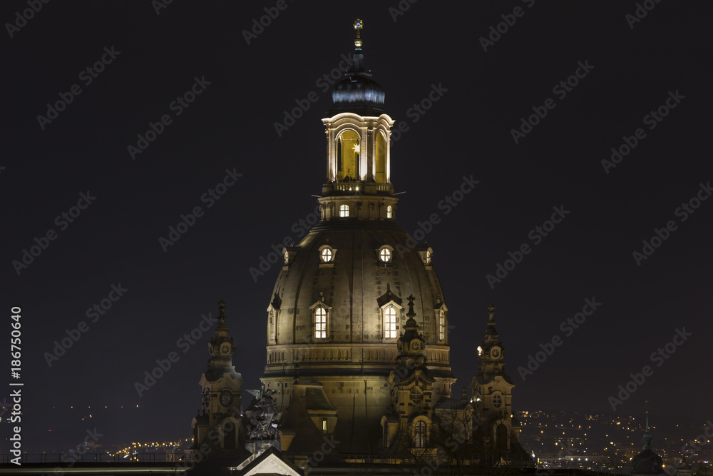 dresden germany frauenkirche church dome at night dresden germany frauenkirche church dome at night
