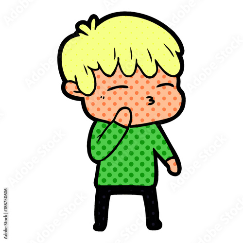 cartoon curious boy