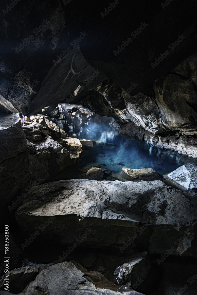 Hot spring in cave Hot spring in cave