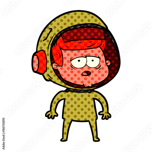 cartoon tired astronaut