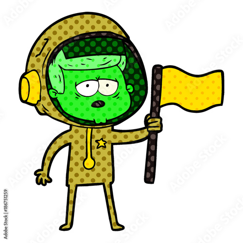 cartoon tired astronaut