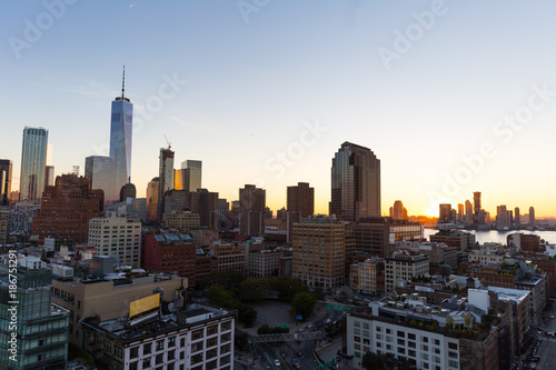 Downtown Manhattan Skyline Sunset