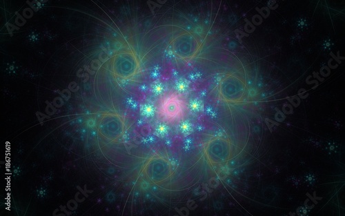 abstract image of a rotating fantastic flower on a black background