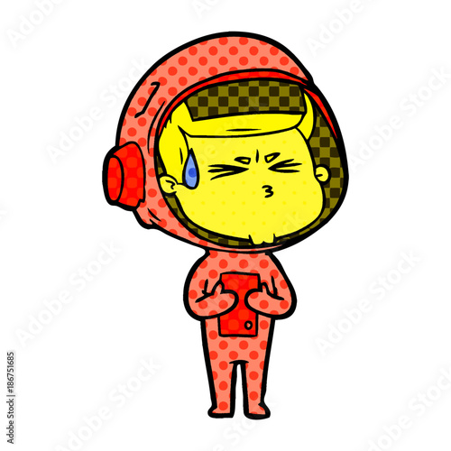 cartoon stressed astronaut