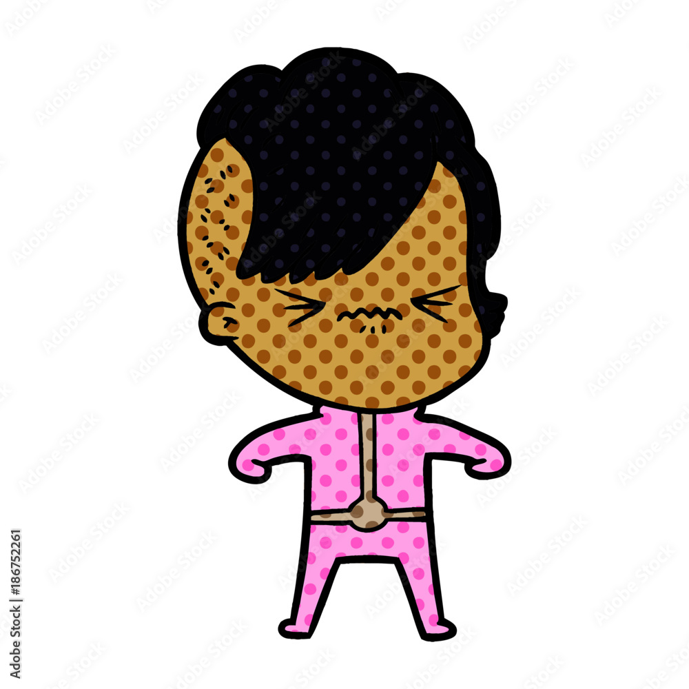 Obraz premium annoyed girl in futuristic clothes