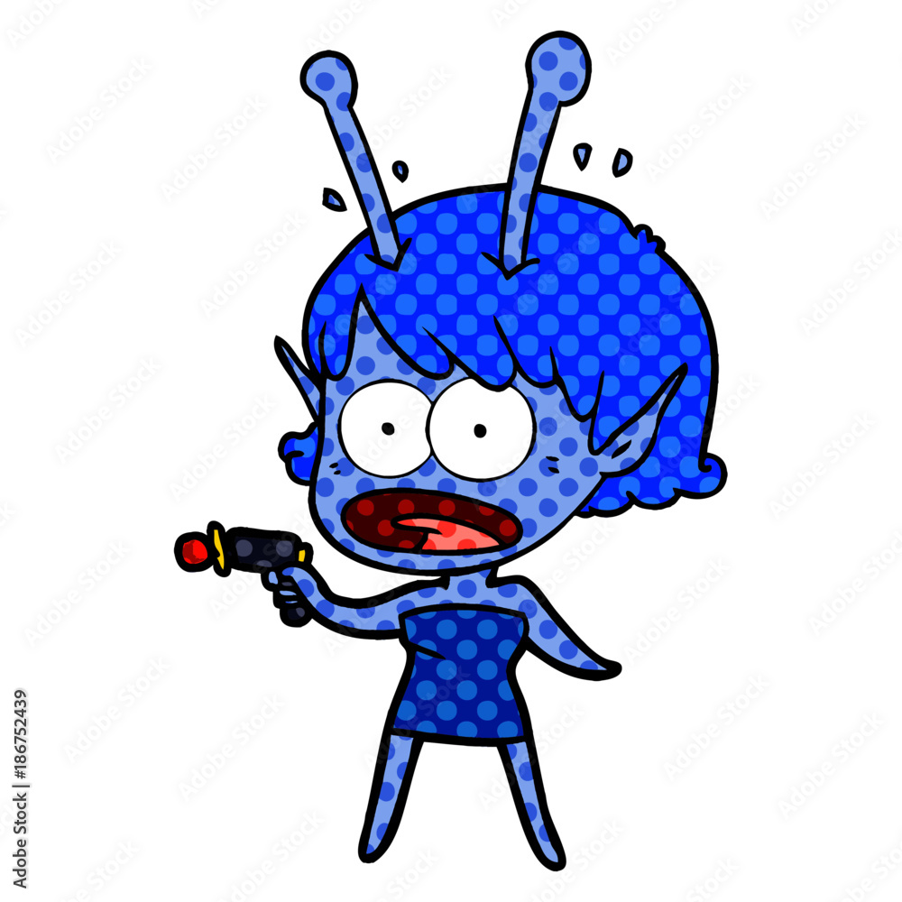 cartoon shocked alien girl cartoon shocked alien girl