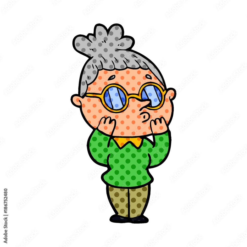 Naklejka premium cartoon woman wearing glasses