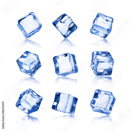Set of ice cubes isolated on white background