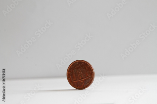 One euro coin on isolated white background Denomination is one euro cent - back side