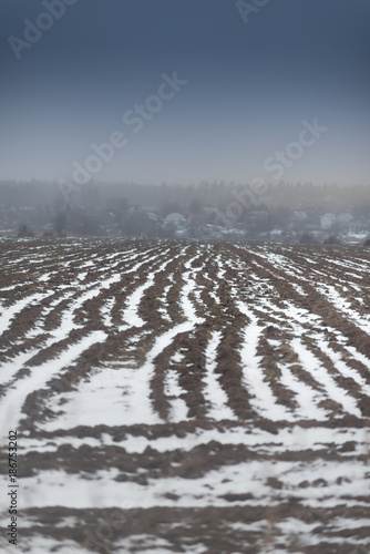 Field in winter with some snow