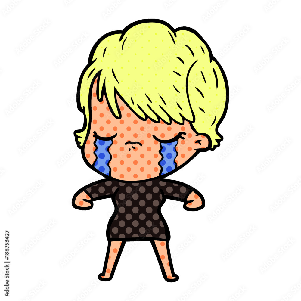 cartoon woman crying