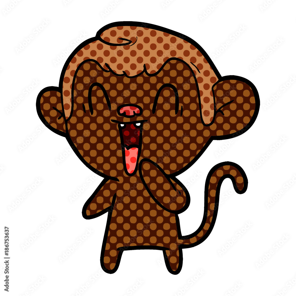 Obraz premium cartoon laughing monkey