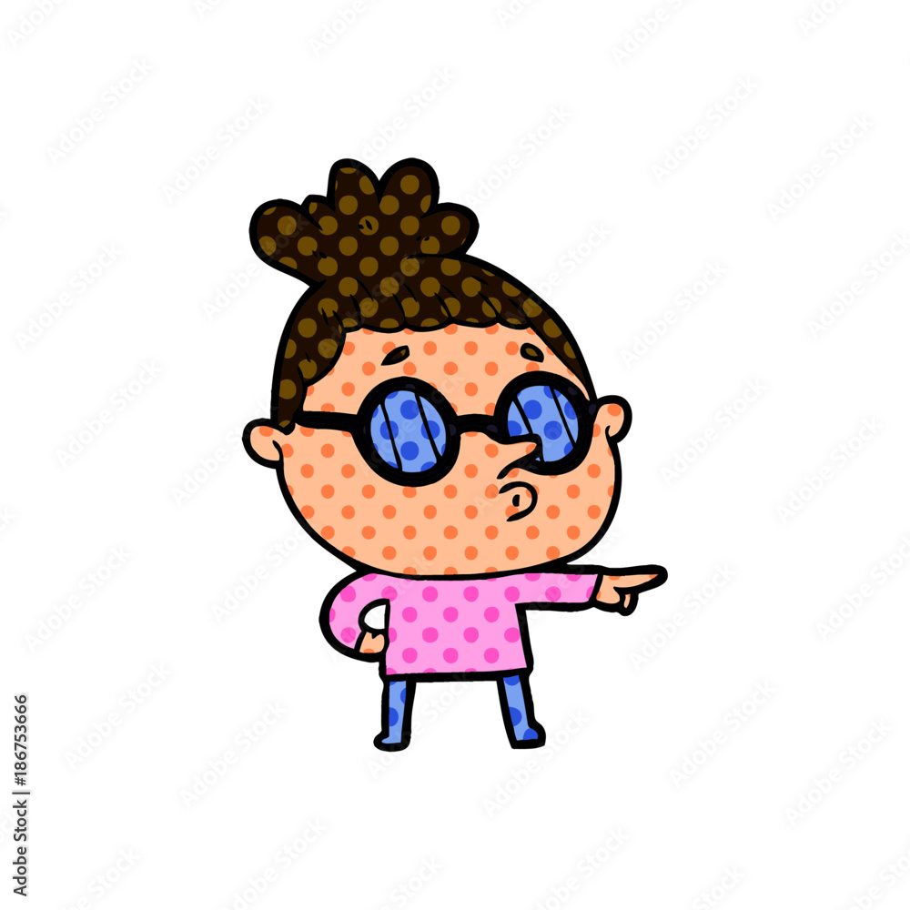 cartoon woman wearing glasses