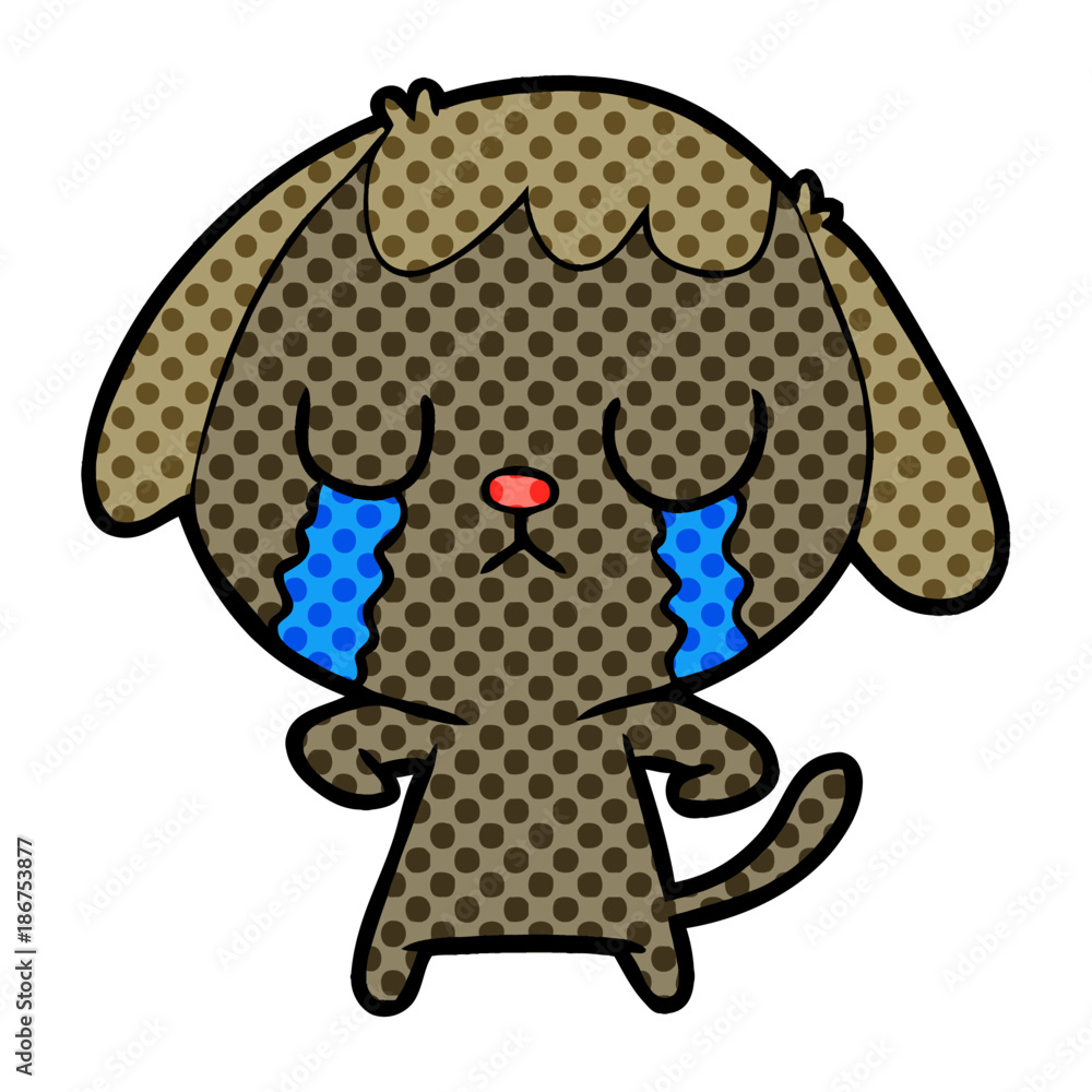 Obraz premium cute cartoon dog crying