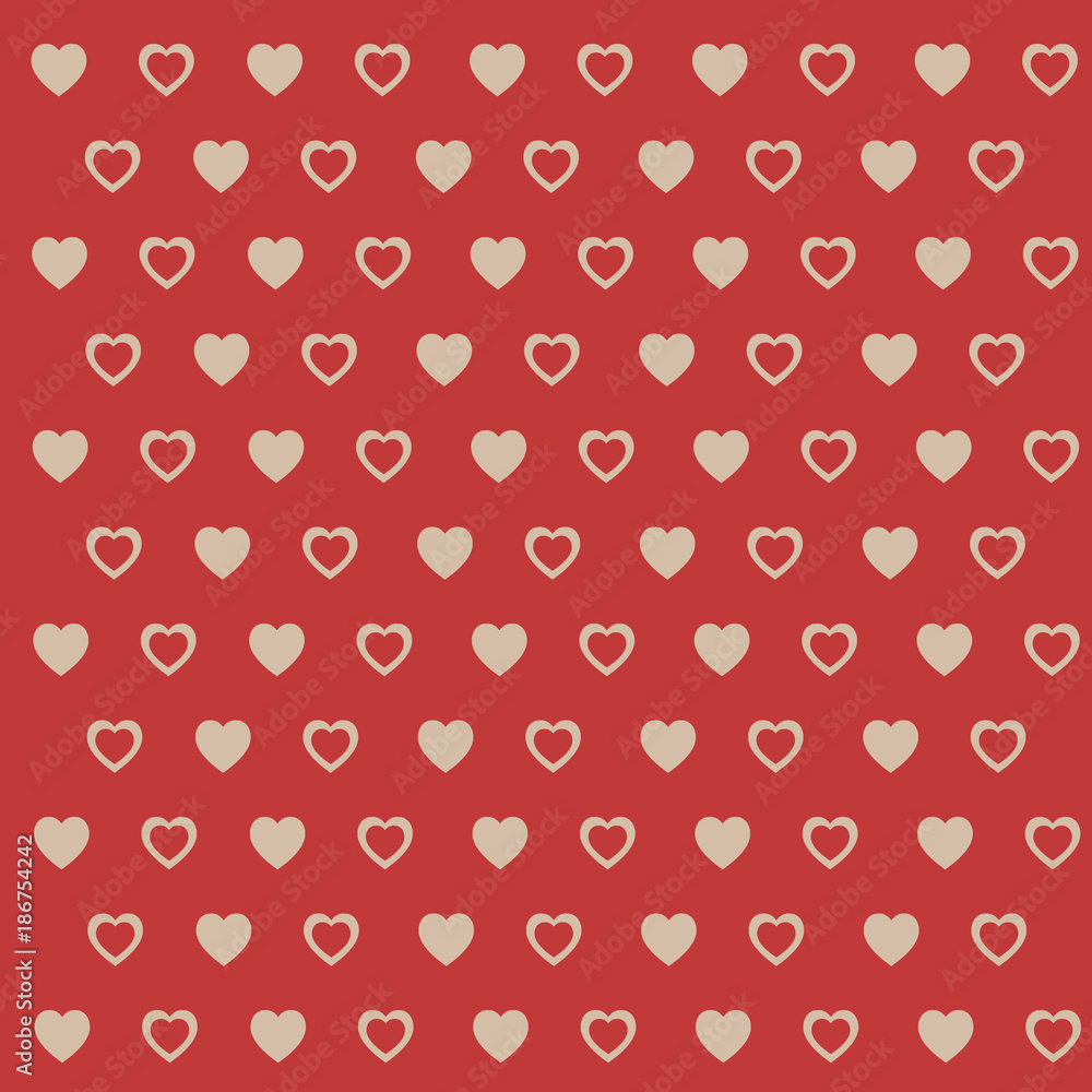 recurrent heart shape drawing vector on white background