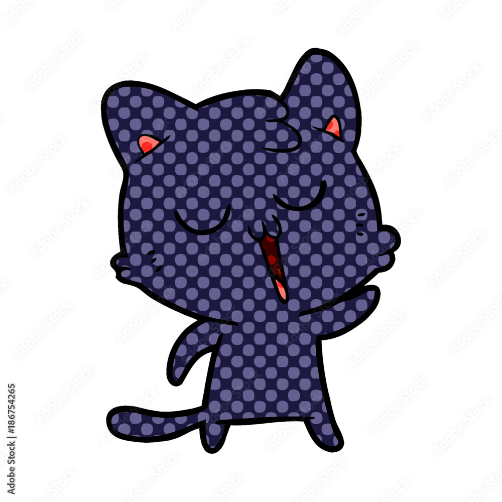 Obraz premium cartoon cat singing