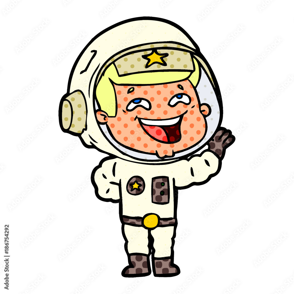 cartoon laughing astronaut