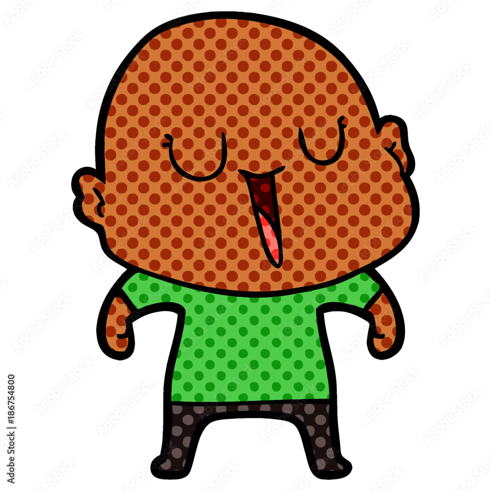Fototapeta premium happy cartoon bald man