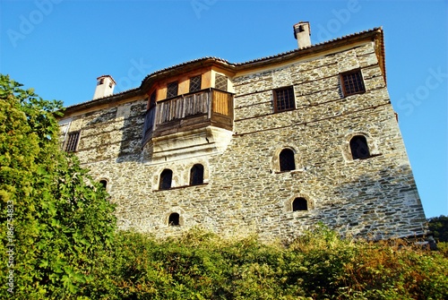 The stone-made mansion of schwartz at the traditional village Ampelakia. Larissa prefecture, Thessaly region, northern Greece. photo