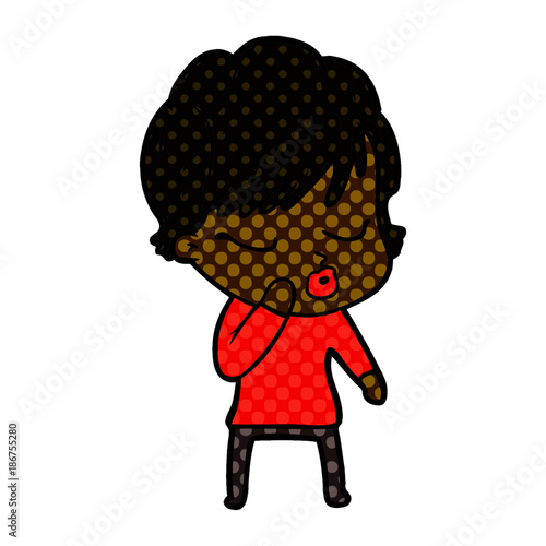 cartoon woman with eyes shut