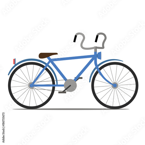 Blue bicycle. Bicycle isolated on a white background. Vector illustration