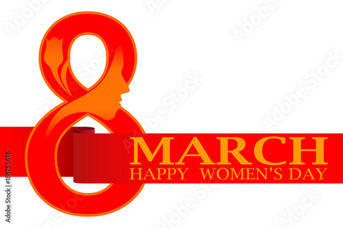 8 march - women's day. Vector greeting card.  Vector illustration