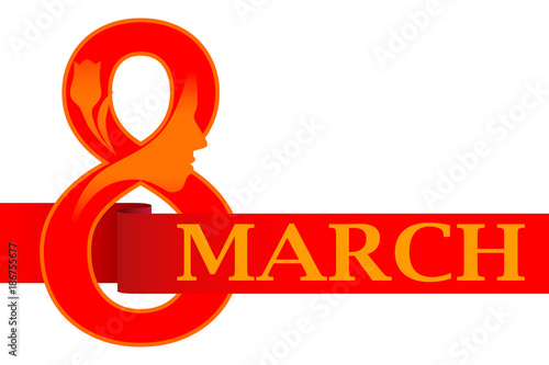8 march - women's day. Vector greeting card.  Vector illustration