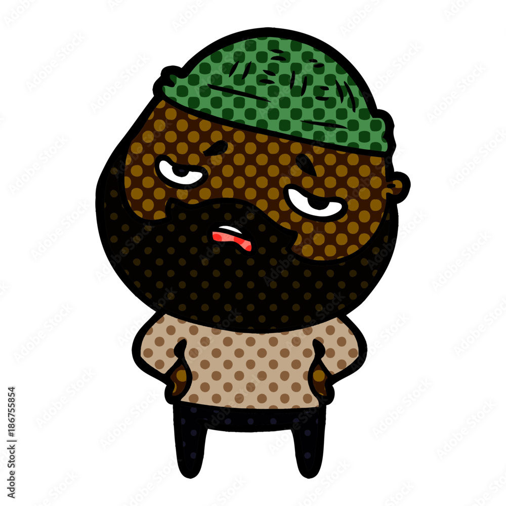 cartoon worried man with beard cartoon worried man with beard