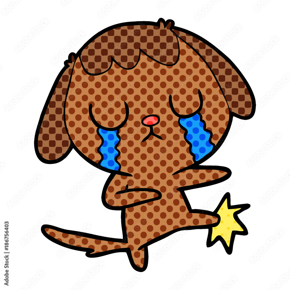 Obraz premium cute cartoon dog crying