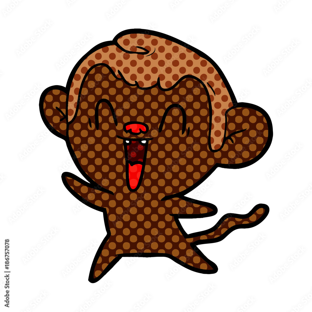 Obraz premium cartoon laughing monkey