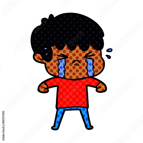 cartoon boy crying © lineartestpilot