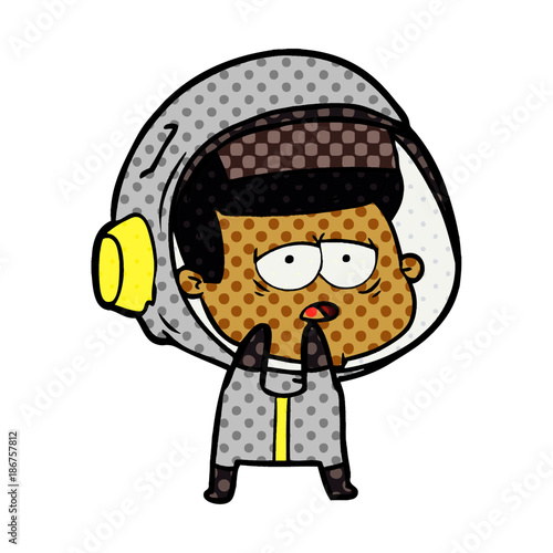 cartoon tired astronaut
