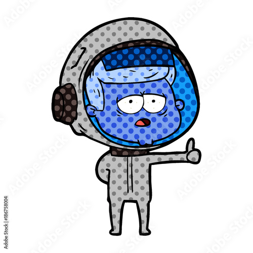 cartoon tired astronaut