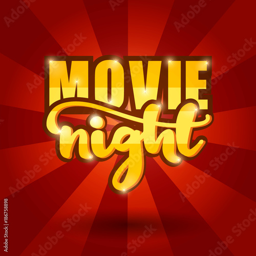 Movie night banner design. Vector Illustration.