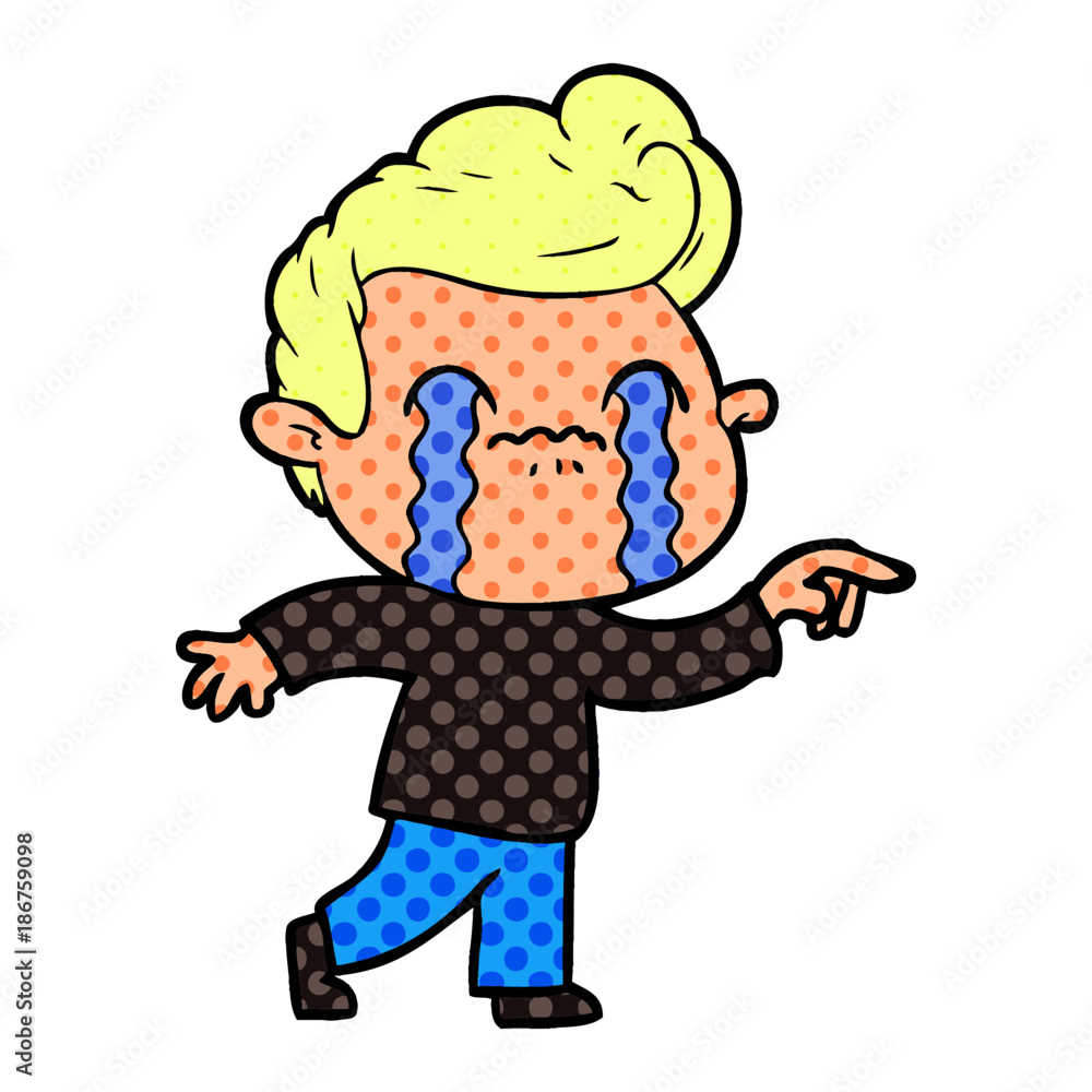 Fototapeta premium cartoon man crying